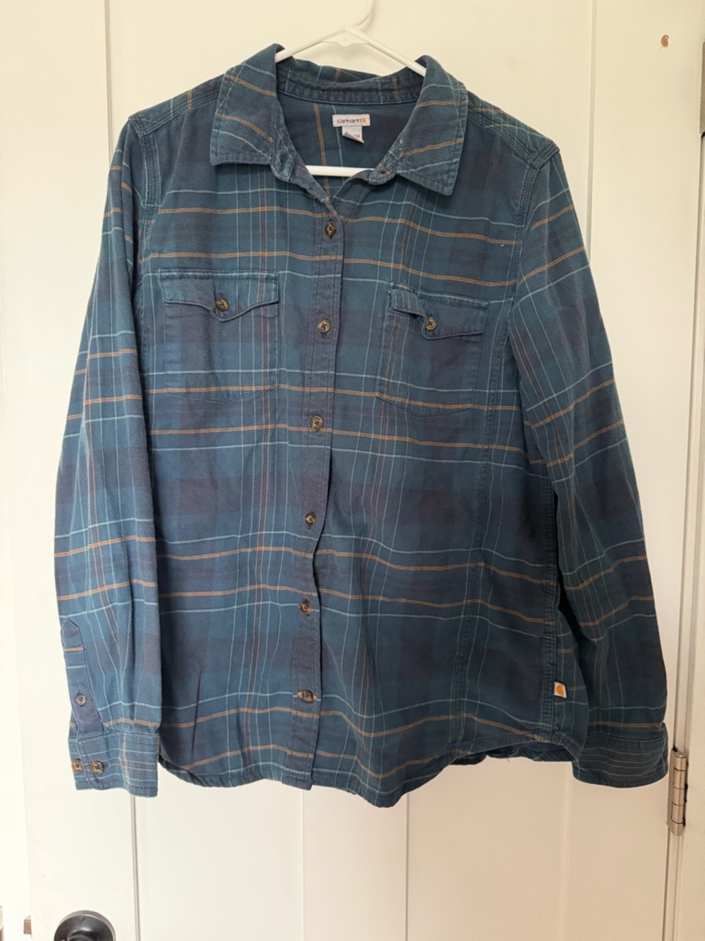 Carhartt Teal and Navy Plaid Lightweight Shirt Jacket